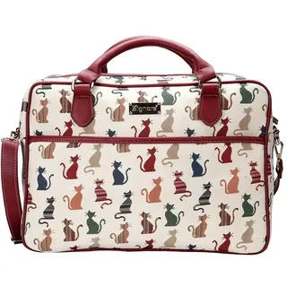 Signare Damen Laptoptasche 15.6 Zoll Business Tasche mit Katzen Design (CPU-CHEKY) - Einheitsgröße