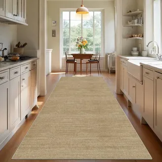 Läufer Teppich für Flur 90 x 200 cm Beige Lang rutschfest Küchenläufer Teppich Läufer für Küche Waschbar Teppichläufer Flurteppich Teppich Küchenteppich für Eingang Schlafzimmer Korridor Waschküche