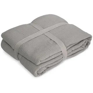kamelshopping Musselin Decke Kuscheldecke 130 x 180 cm Grau