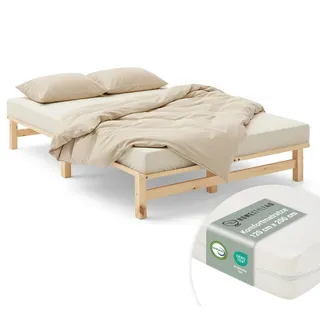 Homestyle4u Holzbett 120 x 200 cm Braun