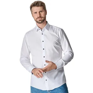 Businesshemd VENTI "VENTI Businesshemd uni", Herren, Gr. 37, Normalgrößen, weiß (schneeweiß), 100% Baumwolle, unifarben, schmal, Hemden