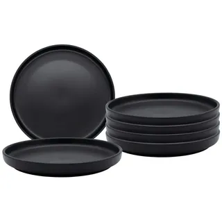 Spetebo Tafelservice Feinkeramik Service schwarz matt - 6er Set (1-tlg), 6 Personen, Feinkeramik, für Backofen und Mikrowelle geeignet schwarz