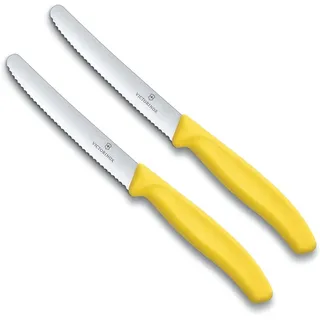 Victorinox Tafelmesser Küchenmesser Set, 2-teilig, Gelb, Swiss Classic (2 Stück), ergonomischer Griff, ideal für Präzisionsarbeiten in der Küche gelb