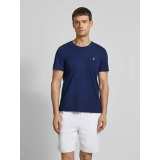 T-Shirt mit Logo-Stitching, Marine, L