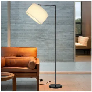 Nettlife Stehlampe Wohnzimmer Schwarz Stehleuchte Stoffschirm Bogenlampe E27 Leselampe, mit Fußschalter, LED wechselbar, Schlafzimmer Wohnzimmer Arbeitszimmer weiß 166 cm