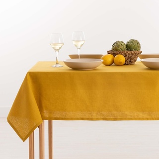 Belum Tischdecke, fleckenabweisend, 100% Mustard, rechteckig, Harz, wasserabweisende Qualität, verschiedene Größen, Leinen-Tischdecken für Innen und Außen, 100 x 150 cm