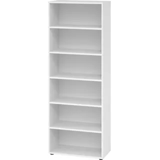 bümö Regal weiß, Standregal aus Holz für 6 Ordnerhöhen - Bücherregal 80 cm breit, Aktenregal für Ordner & Bücher, Büroregal, Holzregal, Ordnerregal,