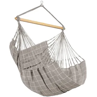 La Siesta Hängesessel Comfort Outdoor, Weiß, Hellgrau, Holz, Textil, Bambus, 110x160x180 cm, wetterbeständig, UV-beständig, regenabweisend, Gartenmöbel, Hängesessel