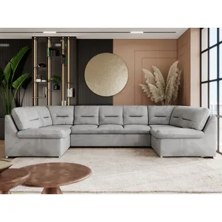 MKS Meble Wohnlandschaft COMODO U Hellgrau Velvet