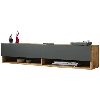 [en.casa] Laitila Lowboard 140x29,5x31,5 cm Eiche rustikal/Anthrazit Holzwerkstoff