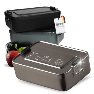 Personalisierte Brotdose 1000 ml Aluminium - Lunchbox mit Baustelle Motiv | Brotzeitbox, Jausenbox, mit Motiv, Frühstücksbox für Schule, Schulverpflegung, personalisierte Geschenkidee, robust