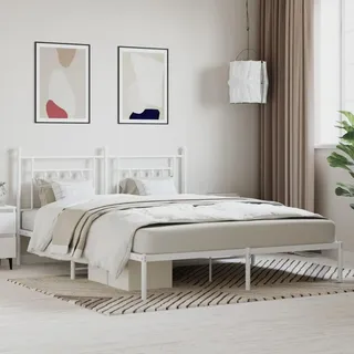 Homgoday Bettgestell mit Kopfteil, Metall, weiß, 180 x 200 cm, Bettrahmen, Gestell, Rahmen, modernes Bett, Struktur für Wohnzimmer, Schlafzimmer, Modell 353590IT