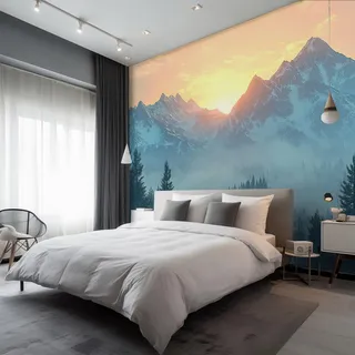 Generisch Tapete Berg, Fototapete Landschaft, Vliestapete für Schlafzimmer Wohnzimmer Kinderzimmer, Wand Deko Tapeten, Wandverkleidung 396x280 cm D&O11