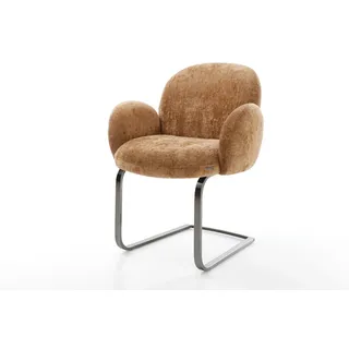 DELIFE Polsterstuhl Nube-Flex, mit Armlehnen Freischwinger flach Graphit Chenille Rost Taschenfederke