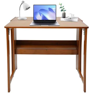 mesterth Tisch Kleiner Schreibtisch Klappbar Sekretär Faltbar Tisch Kleiner Computertisch Klapptisch Multifunktionstisch, Platzsparender, für Homeoffice Arbeitszimmer PC (Bräune)