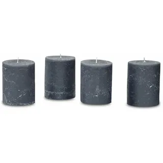 Loberon Kerze 4er Set Virrans, Handgearbeitete Echtwachskerzen, Durchgefärbt, Lange Brenndauer, Adventskerzen, Adventskranz, Stumpenkerzen, Paraffinwachs, anthrazit