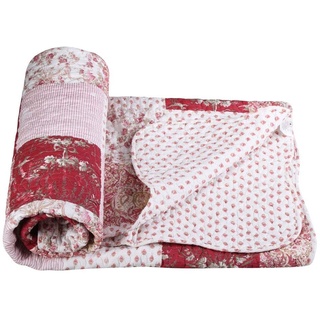 Patchwork Decke Quilt 150x200cm Wohndecke Tagesdecke Rot-Weiss Kuscheldecke Überwurf kds038 Palazzo Exklusiv