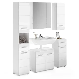 xonox.home Badmöbel-Set Linus Hochglanz Weiß 150 cm 5-tlg.