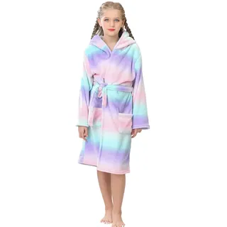 V.&GRIN Mädchen-Fleece-Bademantel, weicher Fuzzy-Bademantel mit Kapuze für Kleinkinder von 3–14 Jahren (Galaxy 3–4) - 3-4 Jahre