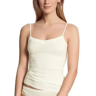 Calida Cate Satin Spagetti Top Weiß Baumwolle Small Damen