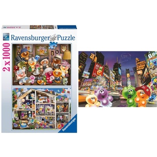 Ravensburger Puzzle 80527 - Lustige Gelinis - 2x1000 Teile Puzzle für Erwachsene und Kinder ab 14 Jahren & 17083 - Gelini am Time Square - 1000 Teile Puzzle für Erwachsene und Kinder ab 14 Jahren