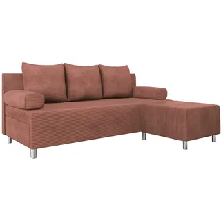 Mirjan24 Schlafsofa, Rosa, Kunststoff, 3-Sitzer, L-Form,Rechteckig, 192x80 cm, Wohnzimmer, Sofas & Couches, Wohnlandschaften, Ecksofas