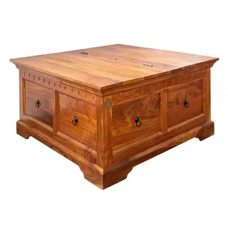 MASSIVMOEBEL24.DE Truhe Akazie 90x90x45 honig lackiert OXFORD #0415