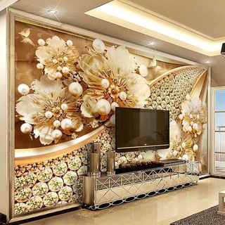Europäischer Luxus Mural Wandbild, Goldene Geprägte Goldschmuck-Blumenkunst Designer-Tapeten, 350 x 265 cm Wandbild Dekoration - für Zuhause Schlafzimmer die Mauer