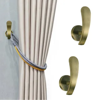 Vorhanghalter, 2 Stück wandmontierte Raffhalter mit Schrauben, dekorativer Vorhanghaken aus Metall, Wandhalter, Messing