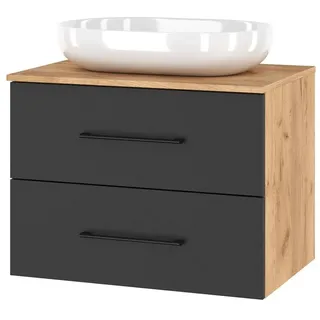 Planetmöbel Waschbeckenunterschrank LUX 70cm Gold Eiche / Anthrazit OHNE Waschbecken 70 cm x 53 cm x 48 cm