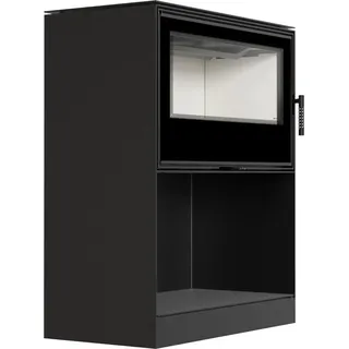 Kratki KARI 95 Ø 180 14 kW mit Holzfach Schwarz / Brennraum Weiß