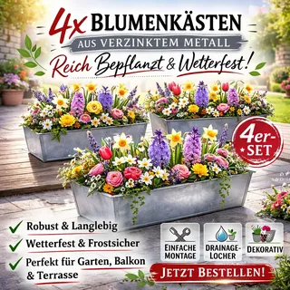 4er Set Zink Paletten Blumenkasten Europaletten Pflanzkasten Metall 38 cm groß