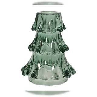 Christmas Decorations 1 Kerzenhalter 10,8cm Glas Tannenbaum Kerzenhalter Spitzkerzenhalter Tischdeko Kerzenglas Weihnachtsdeko Winterdeko Weihnachtsbaum Grün transparent