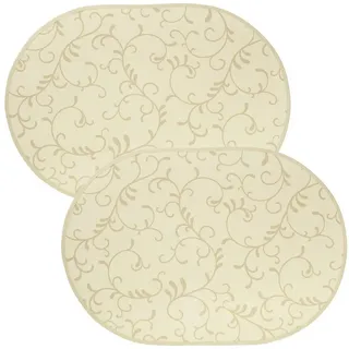 Erwin Müller Platzset Tischset "Essen" 2er-Pack, abwaschbar Ranke braun oval | 35 cm x 50 cm