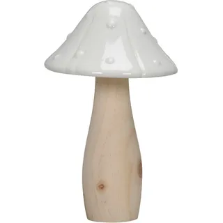 Pilz MAGIC natur weiß aus Holz und Porzellan H20cm Dekopilz Herbst Deko