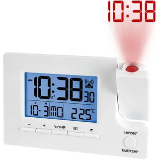 Funk-Projektionswecker Funkwecker USB 2 Alarme Temperaturanzeige Datum - 4-MV1022-3 - Weiß