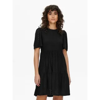 Jdy Damen Kurzarm Kleid JDYCarla Cathinka A-Linie mit Lochmuster 15254680 Black XS