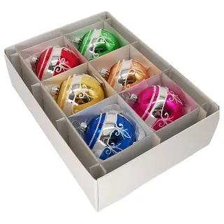 Schatzhauser Weihnachtsbaumkugel nostalgisches Weihnachtskugel-Set Ø6cm (6 St), mundgeblasen, handbemalt bunt