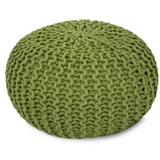 Amagohome Sitzpouf Strickhocker Pouf Ø45 H30cm Bodenkissen Indoor Baumwolle nachhaltig recycelt : grün