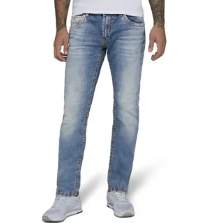 Camp David Straight-Jeans NI:CO:R611, mit markanten Steppnähten 38, Länge 30, blau Herren, Gr.