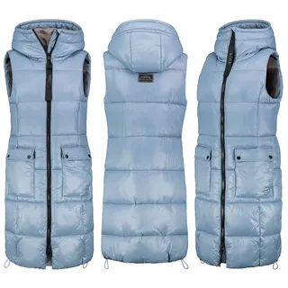 SUBLEVEL Steppweste Lange Stepp weste Kapuze Übergangs Herbst Frühlings Weste Windbreaker blau M 38