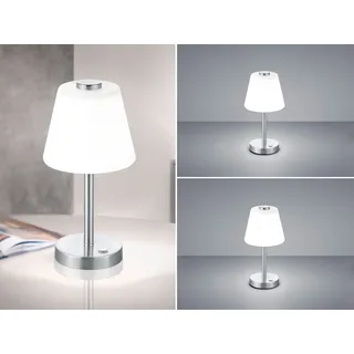 2 x LED Wohnzimmerlampe Nickel TOUCH dimmbar Nachttischleuchten Glasschirm weiß