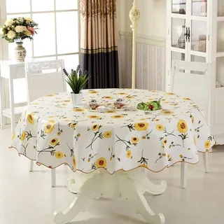 SIEKEO Runde PVC-Tischdecke 150/180 cm, wasserdicht, fleckabweisend, ideal für Küche und Esszimmer, pflegeleicht und langlebig (4, 180cm)