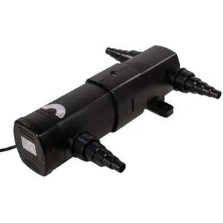 AquaForte GUV-224 UV-C, Max. Teich 35 m3, Max. Durchfluss 4,5 m3/Stunde, 24 Watt, Gehäuse mit Quick Lock-Anschluss, 3 Schlauchtüllen 20/25/32/40 mm und UV-Sichtglas, Helix-Form Innenraum