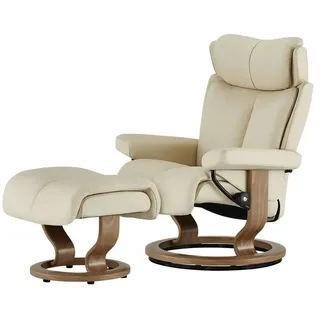 Stressless Relaxsessel Magic S Leder 77 x 108 x 76 cm creme mit Hocker