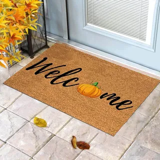 Welcome Fall Fußmatte Dekorative KürbisFußmatte Dekorative Fußmatte Bodenmatte HerbstFußmatten Outdoor Willkommen Türmatte Thanksgiving Teppich Rutschfest Halloween Türmatte Bodenmatte (A-C, 40x60cm)