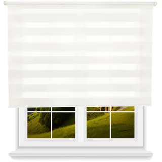 WellHome - Polyester Tag/Nacht Rollo 180 x 110cm (Breite x Höhe) Cremeweiß