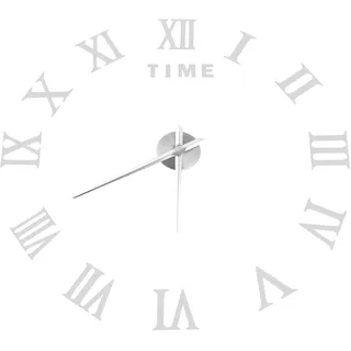 Selbstgemachte Wanduhr Mit Römischen Ziffern, Rahmenloser Spiegel, Silberne Wohnzimmerdekoration