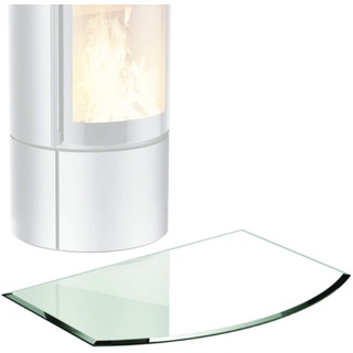 BIJON Glasplatte Segmentbogen für Kaminofen mit Dichtlippe, Glasbodenplatte - Funkenschutzplatte Glas mit Facettenschliff, Kamin Hitzeschutz, ESG Sicherheitsglas 65 x 100 cm x 6mm
