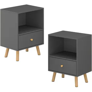 [en.casa] Sundsvall Dunkelgrau Holz 40 x 54 x 30 cm